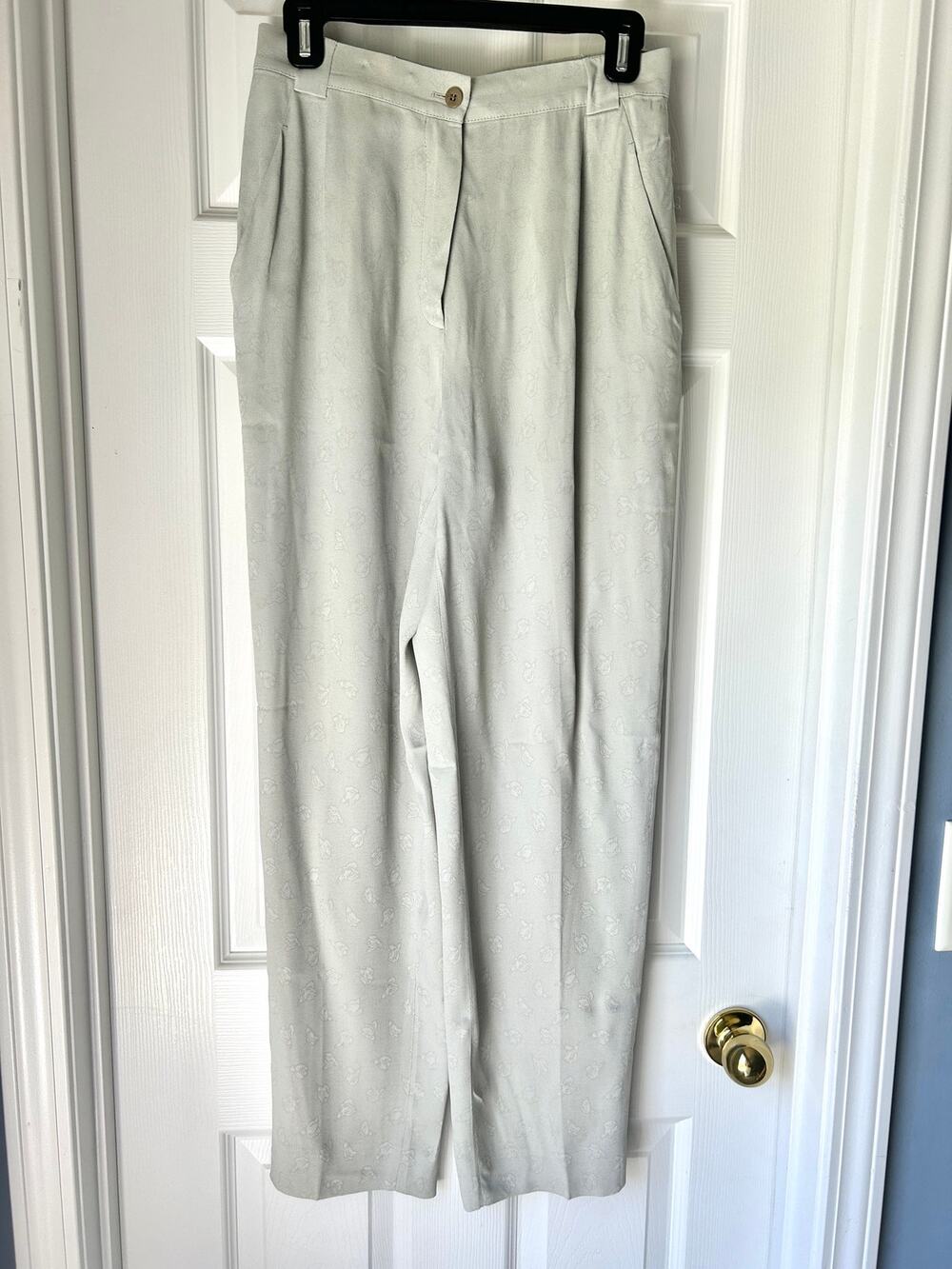 Giorgio Armani Le Collezioni Light Gray Floral Trousers Sz 10/42